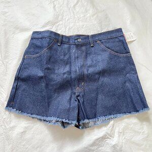 Vintage denim shorts 36 waist cut off raw hem high waisted jean made in USA